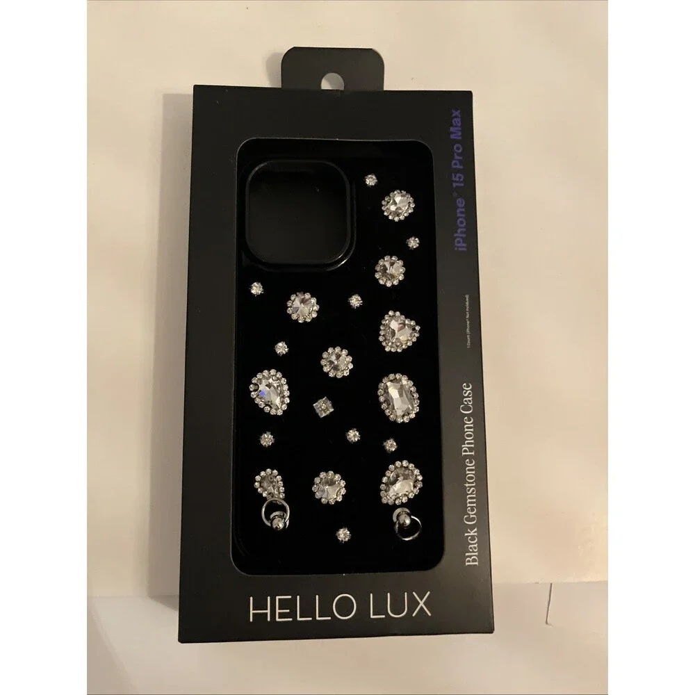 Lot 2 Hello Lux iPhone 15 Pro Max Case Green Croc Black Gemstone Strap NEW